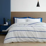 Content by Terence Conran Bela/modra bombažna posteljnina za zakonsko posteljo 200x200 cm Herringbone Trim Stripe –