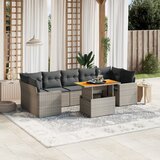 The Living Store Vrtna sedežna garnitura 8-delna z blazinami siv poli ratan - Vrtna Sedežna Garniture, (21462328) | Shoptok.si