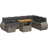  9-dijelni set vrtnih sofa poliratan i bagrem s jastucima sivi | shoptok.hr