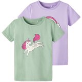 name it Majica 'DANO' pastelno zelena / svetlo lila / fuksija / bela | Shoptok.si