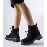 Gemre Black ankle boots decorated with red piping Monrency | Shoptok.si