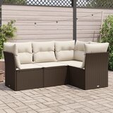 vidaXL 4-dijelni set vrtnih sofa od poliratana s jastucima smeđi Cijene
