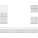  5-dijelni zidni TV elementi s LED bijeli od konstruiranog drva | shoptok.hr