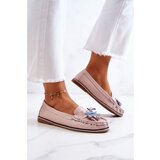 Kesi Women's Leather Loafers With Fringes Pink Laressa Cijene