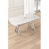 Hanah home trpezarijski sto Lai, 168 × 90 cm, ploča u dekoru belog mermera, hromirane noge | Eponuda.com
