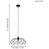 Eglo visilica Carlton 2, 1 x E27, crna, 45,5 cm, 49487 | shoptok.hr