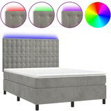 Maison Chic Box spring postelja - Vzmetna postelja z vzmetnico LED sv. siva 140x190 cm žamet SL9610, (21901395) | Shoptok.si