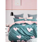 Mila Home Zelena/ružičasta posteljina za bračni krevet/za produženi krevet od renforce pamuka s uključenom plahtom/4-dijelna 200x220 cm Beloved –