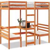 vidaXL Dvignjeni posteljni okvir z mizo, stoli rjav 75x190 cm borovina Cene