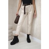 Kesi Włoski Waxed trousers with a belt beige Cijene