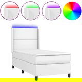  Box spring postelja z vzmetnico LED bela 90x200 cm umetno usnje, (20930260) | Shoptok.si