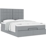 vidaXL Otomanski posteljni okvir z vzmetnico siv 140x200 cm blago | Shoptok.si