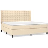  Krevet s oprugama i madracem krem 200 x 200 cm od tkanine | shoptok.hr