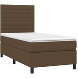  Box spring postelja z vzmetnico temno rjava 100x200 cm blago, (20899189) | Shoptok.si