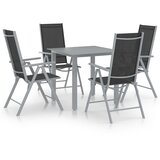  5-dijelni vrtni blagovaonski set aluminijski srebrno-crni | shoptok.hr