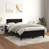 The Living Store Box spring postelja z vzmetnico črna 120x200 cm žamet - Box Spring Postelja, (21488605) Cene