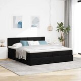 vidaXL Otomanski posteljni okvir z vzmetnico črn 200x200 cm blago | Shoptok.si
