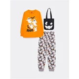 LC Waikiki Crew Neck Printed Long Sleeve Boys' Pajamas Set and a Bag