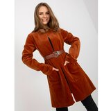 Fashion Hunters Light brown elegant cape with pockets Cene