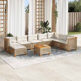  9-dijelni set vrtnih sofa s jastucima bež od poliratana 55 x 55 x 36 cm | Shoptok.si