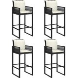  5-dijelni vrtni barski set s jastucima crni poliratana bagrem Crna 185 cm | shoptok.hr