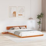 vidaXL Podni krevetni okvir s noćnim ormarićima vosak smeđa 160x200cm od čvrstog drva | shoptok.hr