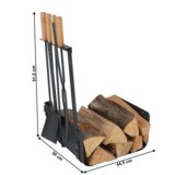 Kondela Pribor za kamin, kovano železo/les, temno siva/naravna, RALFO | Shoptok.si