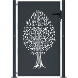  Vrtna vrata antracit 100x125 cm čelična s uzorkom stabla | shoptok.hr