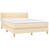  Box spring postelja z vzmetnico krem 140x200 cm blago, (20896770) | Shoptok.si