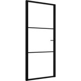 vidaXL Notranja vrata ESG steklo in aluminij 102,5x201,5 cm črna | Shoptok.si