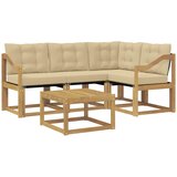 vidaXL Zunanja garnitura za sedenje z blazino 5 pcs Bela in bež, (5000281058) | Shoptok.si