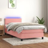  box spring s madracem LED ružičasti 100x200cm baršunasti | shoptok.hr