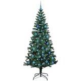 vidaXL Umjetna preddekorirana božićna jelka Zelena 240cm PVC in kovina | Shoptok.si