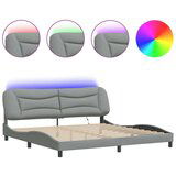  Okvir kreveta s LED svjetlima svjetlosivi 200x200 cm od tkanine | shoptok.hr