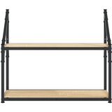  Zidna polica s 2 razine, hrast Sonoma, 60x21x51 cm, inženjerski drvo | shoptok.hr
