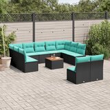  12-dijelni set vrtnih sofa s jastucima poliratan crni | shoptok.hr