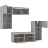  5-dijelni zidni TV elementi s LED svjetlima boja sivog hrasta | shoptok.hr