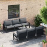 vidaXL Sjedeća garnitura za vrt s jastukom s jastukom 7 pcs Antracitno siva | shoptok.hr