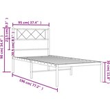  Metalni okvir za krevet s uzglavljem crni 90x190 cm | shoptok.hr
