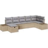  7-delni vrtni kavčni set z blazinami Bež Poli ratan, (22093783) | Shoptok.si