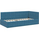vidaXL Kotna postelja z vzglavjem Modra 100 x 200 cm Žamet | Shoptok.si