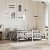 Maison Chic Kovinski Posteljni okvir - Dvoposteljna postelja - Zakonska postelja z vzglavjem in vznožjem bel 180x200 cm, (21696134) | Shoptok.si