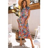 Fenzy Maxi Obleka S Cvetličnim Potiskom, Večbarvna | Shoptok.si