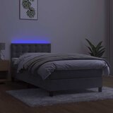  box spring s madracem LED svjetlosivi 80x200 cm baršun | shoptok.hr