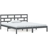  Posteljni okvir siv iz trdnega lesa 135x190 cm 4FT6, (20645086) | Shoptok.si