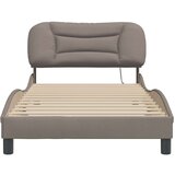 vidaXL Posteljni okvir z LED lučkami taupe 100x200 cm tkanina | Shoptok.si