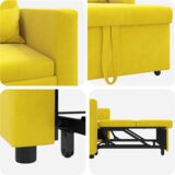  3-v-1 Enosobna Postelja za Sedenje Prenosna Rumena Velur, (22094465) | Shoptok.si