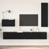 vidaXL Stenski TV kabinet s polico Drugo s shranjevanjem z vrati 4 pcs Črni hrast | Shoptok.si