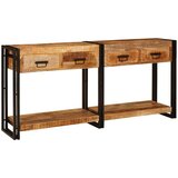  Konzolni stolovi 2 pcs Smeđa 161 x 33 x 75 cm Čvrsto drvo manga | Eponuda.com