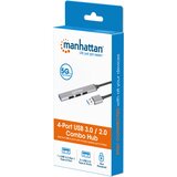 Manhattan 168427 USB HUB 4 porta 3 x USB 2.0 480 Mbps 1 x USB 3.0 5 Gbps, Sivi | Eponuda.com